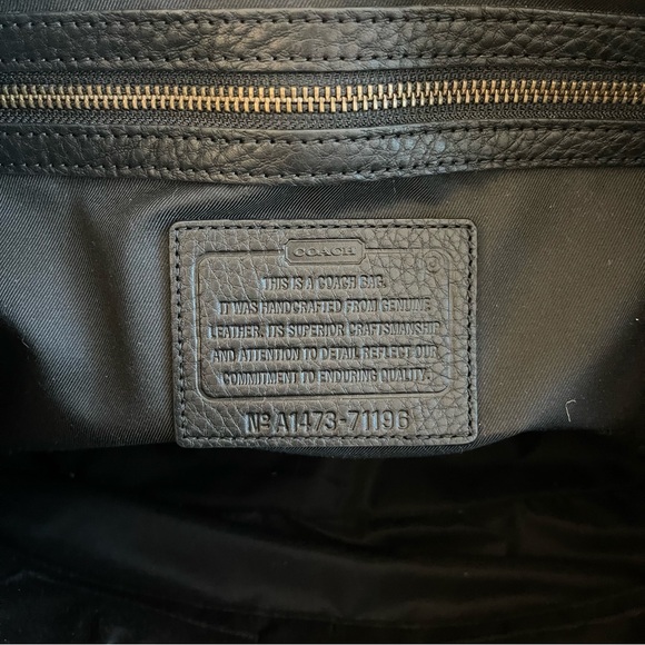 NWT COACH BLEECKER SLIM BRIEFCASE IN BLACK PEBBLED LEATHER & BRASS F71196 - Picture 7 of 8